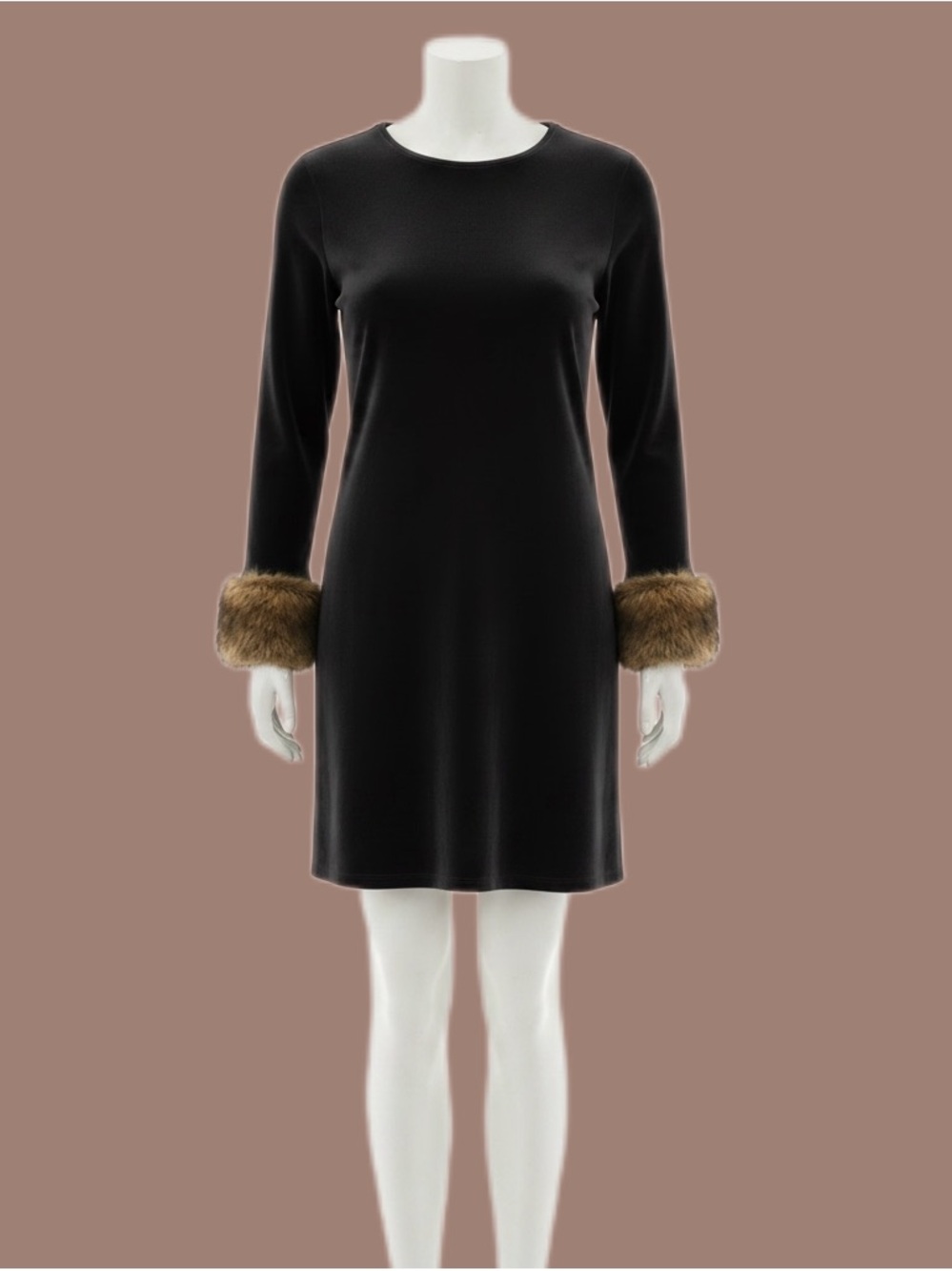 Bonnie Jean Black Velvet Dress with Faux Fur Cuffs Mob Wife Whimsigoth
